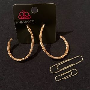 Never worn, Gold oblong twist hoops